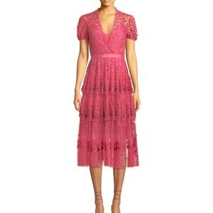 Needle&Thread Layered Tulle Embroidered Midi Dress